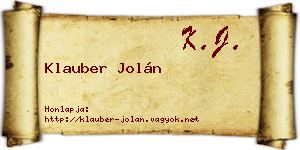 Klauber Jolán névjegykártya